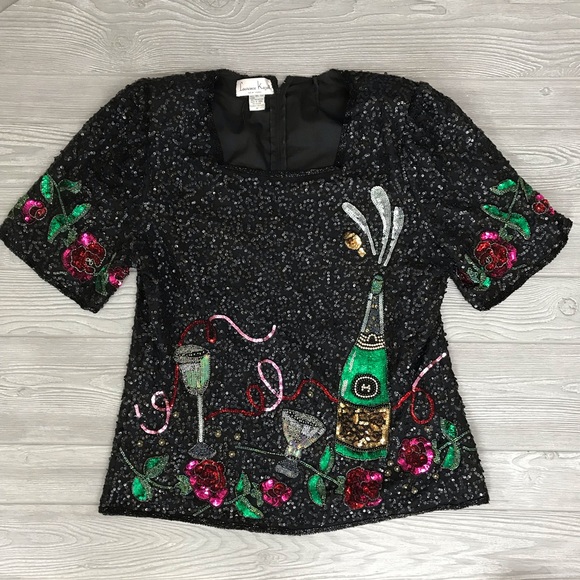 Laurence Kazar Tops - Laurence kazer new year / Christmas sequin shirt